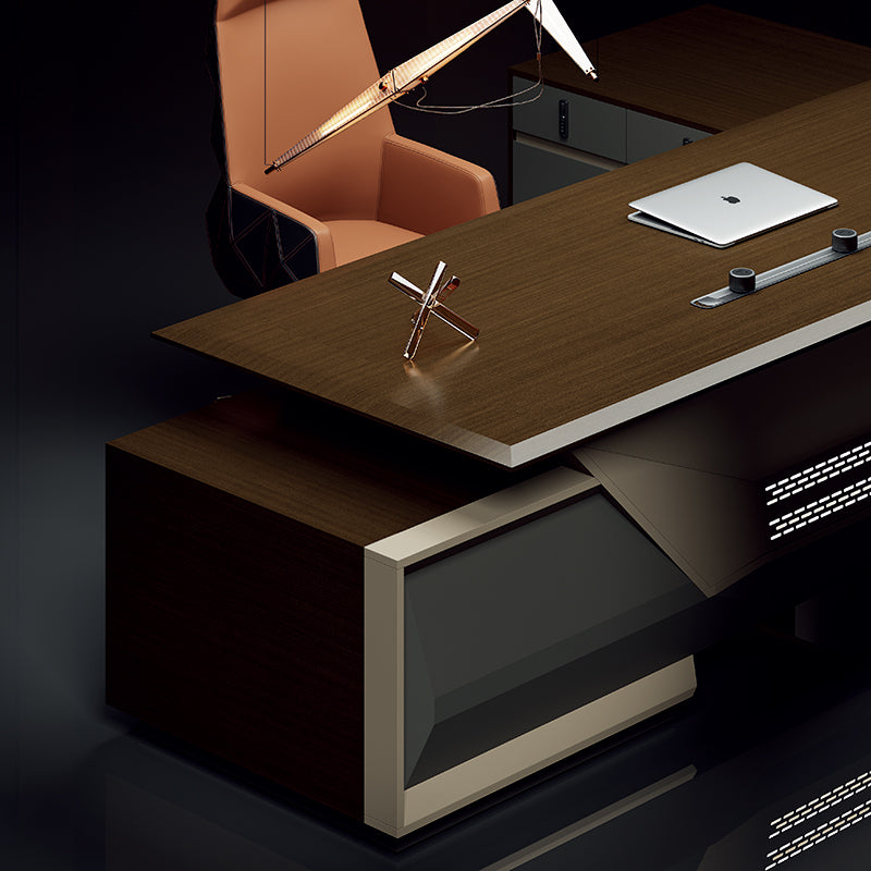 L-shape Modern Office Furniture Mdf Melamine Wooden Manager/CEO Executive Office Desk-35-B5124