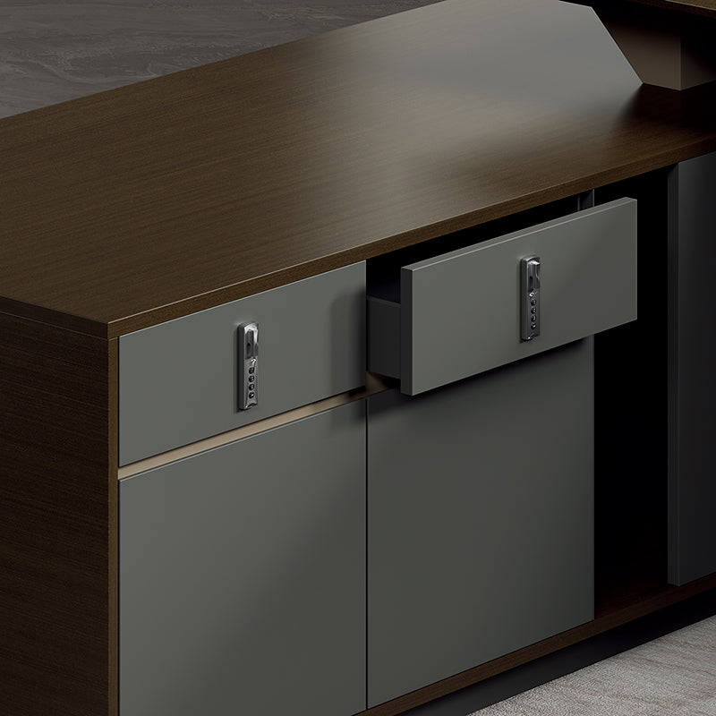 L-shape Modern Office Furniture Mdf Melamine Wooden Manager/CEO Executive Office Desk-35-B5124