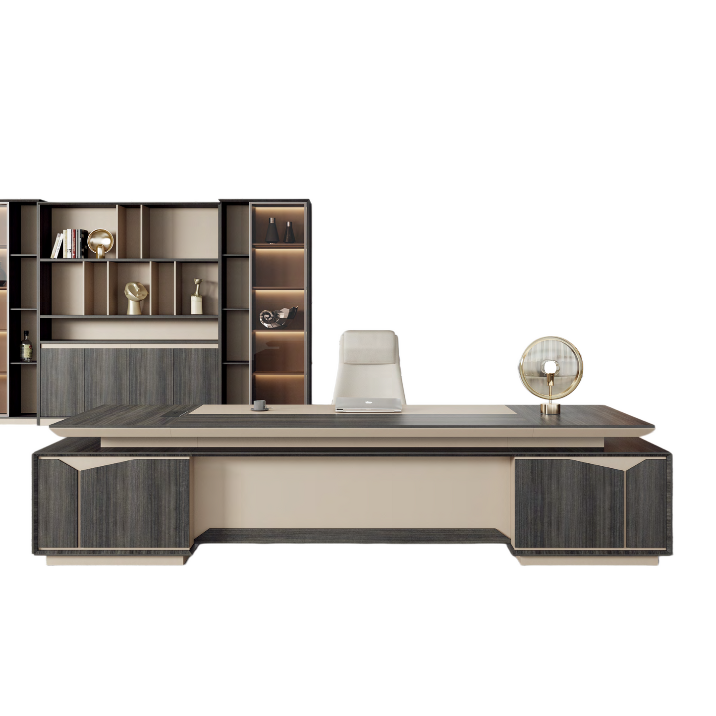 Modern Large Computer Boss Desk with Drawer Storage Wooden Commercial Furniture Office Table L-Shaped Desk-05-9232