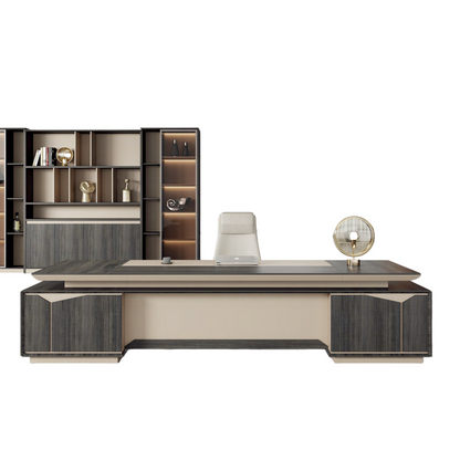 Modern Large Computer Boss Desk with Drawer Storage Wooden Commercial Furniture Office Table L-Shaped Desk-05-9232