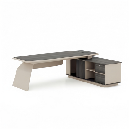 Modern Large Computer Boss Desk with Drawer Storage Wooden Commercial Furniture Office Table L-Shaped Desk-05-9924