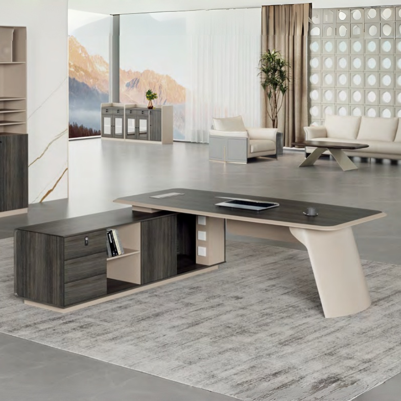 Modern Large Computer Manager/Boss/CEO Desk with Drawer Storage Wooden Commercial Furniture Office Table L-Shaped Desk-05-9316
