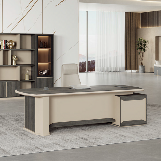 Modern Large Computer Manager/Boss/CEO Desk with Drawer Storage Wooden Commercial Furniture Office Table L-Shaped Desk-05-9124