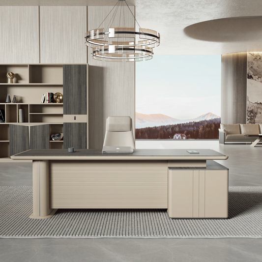 Modern Large Computer Manager/Boss/CEO Desk with Drawer Storage Wooden Commercial Furniture Office Table L-Shaped Desk-05-9422