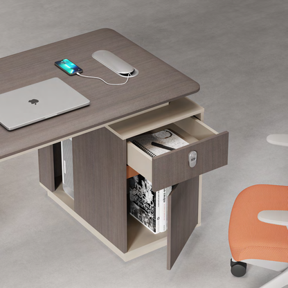 Hidden Cable Management/staff Desk | Wire-Free Desktop, Clean Office Essential