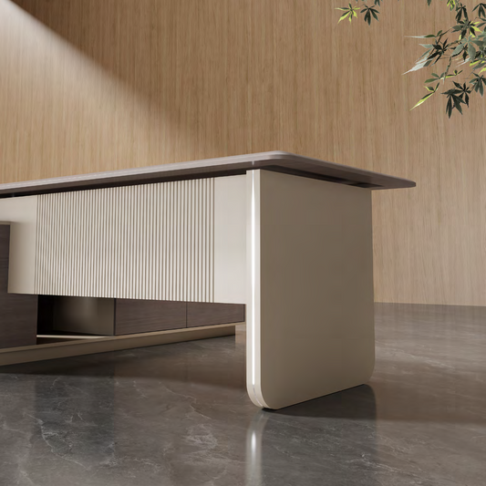 L-Shaped Manager Desk | Corner Unit + Side Cabinet, Small Supervisor Office Area-18-B0216