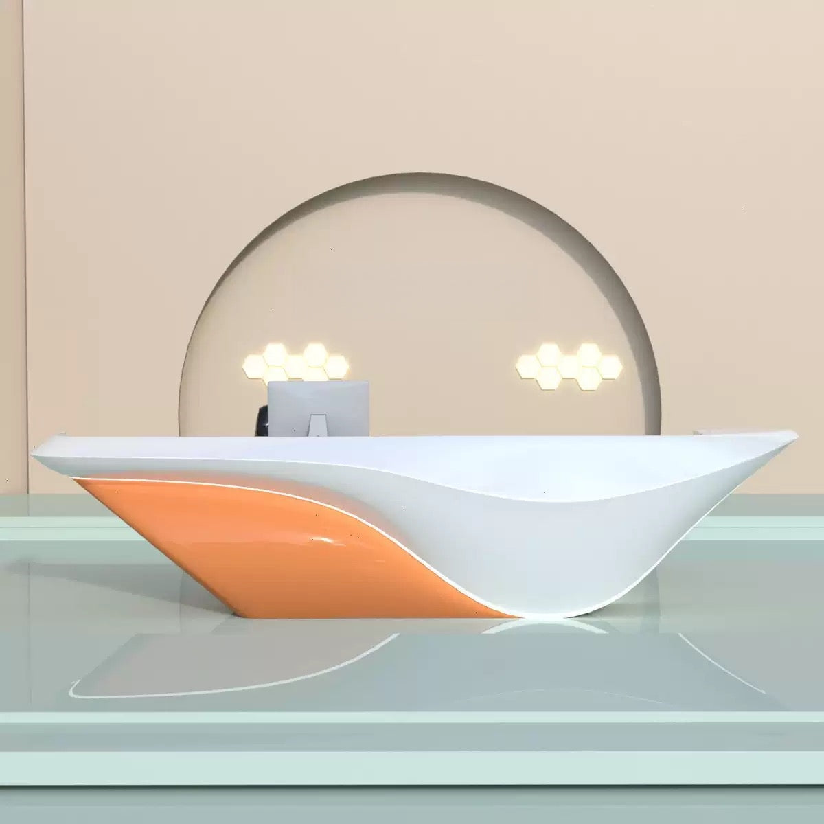 Customizable Reception Desk for Office & Lobby - Modular Front Desk with Logo, Tailored Corporate Design-HIK215